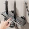Luxury Gun Gray Thermostatic Digital Shower System with Rainfall & Waterfall Spout