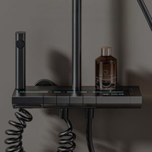 Luxury Gun Gray Digital Shower System with Rainfall & Waterfall Spout product image for B2B shower system sourcing