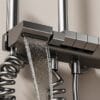 Luxury Gun Gray Thermostatic Digital Shower System with Rainfall & Waterfall Spout