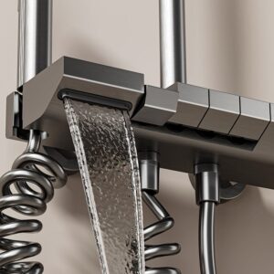 Luxury Gun Gray Digital Shower System with Rainfall & Waterfall Spout product image for B2B shower system sourcing