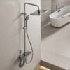 Luxury Gun Gray Thermostatic Digital Shower System with Rainfall & Waterfall Spout