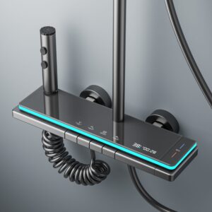 Premium Gun Gray Smart Digital Thermostatic Shower System Wholesale product image for B2B shower system sourcing