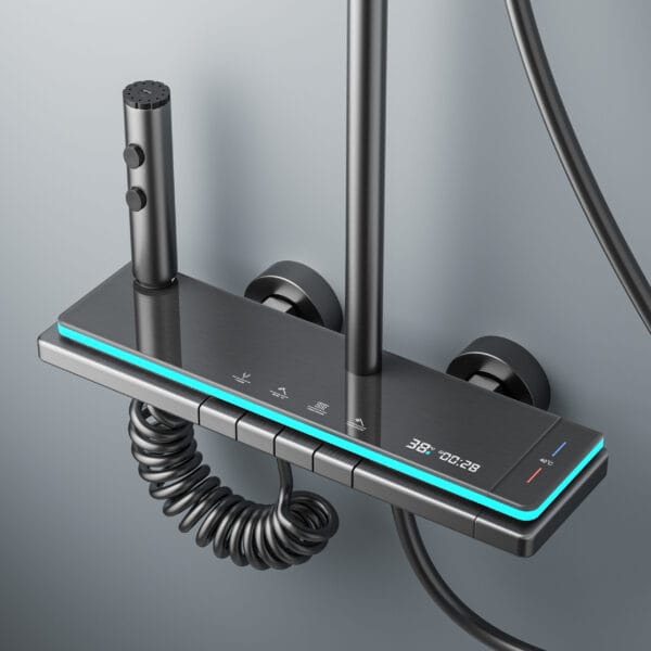 Premium Gun Gray Smart Digital Thermostatic Shower System