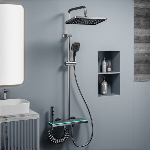 Premium Gun Gray Smart Digital Thermostatic Shower System