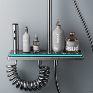 Premium Gun Gray Smart Digital Thermostatic Shower System Wholesale product image for B2B shower system sourcing
