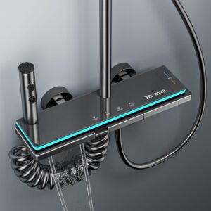 Premium Gun Gray Smart Digital Thermostatic Shower System Wholesale product image for B2B shower system sourcing
