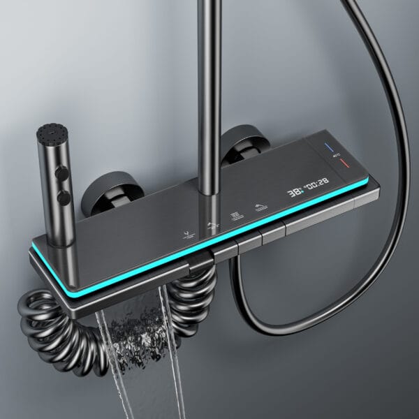 Premium Gun Gray Smart Digital Thermostatic Shower System