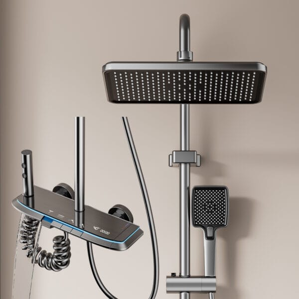 Luxurious Multi-Function Digital LED Shower System with Integrated Shelf