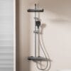 Luxury Gun Gray Digital Thermostatic Shower System with Rainfall & Handheld