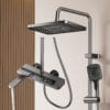Luxury Gun Gray Digital Thermostatic Shower System with Rainfall & Handheld