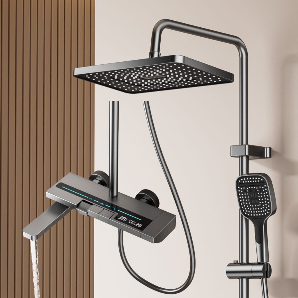 Luxury Gun Gray Digital Shower System – Rainfall & Handheld – Wholesal