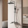 Luxury Gun Gray Digital Thermostatic Shower System with Rainfall & Handheld