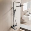 Luxury Gun Gray Digital Thermostatic Shower System with Rainfall & Handheld