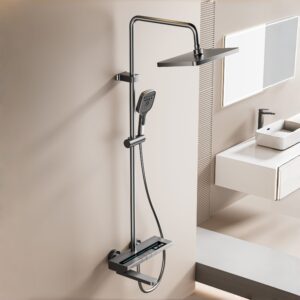 Luxury Gun Gray Digital Shower System – Rainfall & Handheld – Wholesale product image for B2B shower system.