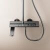 Luxury Gun Gray Digital Thermostatic Shower System with Rainfall & Handheld