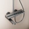 Luxury Gun Gray Digital Thermostatic Shower System with Rainfall & Handheld