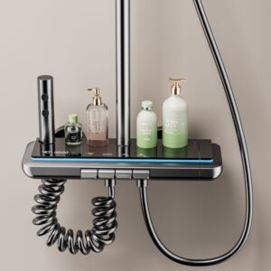 Luxurious Digital Thermostatic Shower System with Shelf – B2B product image for B2B shower system sourcing