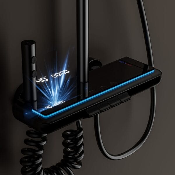 Luxurious Digital Thermostatic Shower System with Integrated Shelf