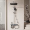 Luxurious Digital Thermostatic Shower System with Integrated Shelf