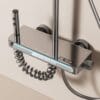 Luxury Digital Thermostatic Shower System with LED, Waterfall Spout & Integrated Shelf