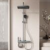 Premium Digital Thermostatic LED Shower System with Integrated Shelf