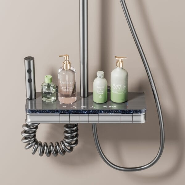 Premium Digital Display Thermostatic Shower System with LED & Integrated Shelf