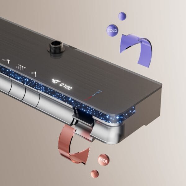 Premium Digital Display Thermostatic Shower System with LED & Integrated Shelf