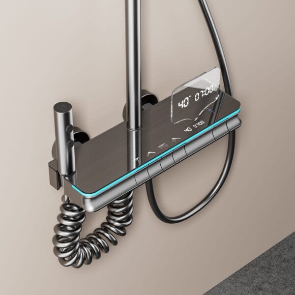 Premium Digital LED Shower System with Rainfall & Handheld – Gun Gray