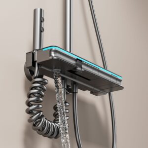 Premium Digital LED Rainfall & Handheld Shower System – Gun Gray Wholesale product image for B2B shower system.