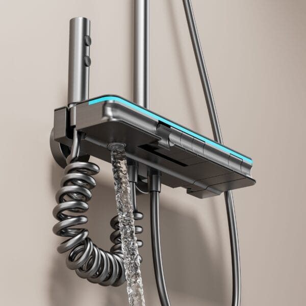 Premium Digital LED Shower System with Rainfall & Handheld – Gun Gray