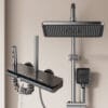 Luxury Digital Thermostatic Shower System with LED & Shelf - Gun Gray/Milky White