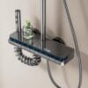 Luxury Digital Thermostatic Shower System with LED & Shelf - Gun Gray/Milky White