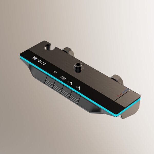 Premium Digital Shower System with Integrated Shelf & LED - Gun Gray