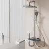 Gun Gray Smart Digital Thermostatic Shower System with LED & Integrated Shelf