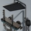 Gun Gray Smart Digital Thermostatic Shower System with LED & Integrated Shelf
