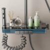 Gun Gray Smart Digital Thermostatic Shower System with LED & Integrated Shelf