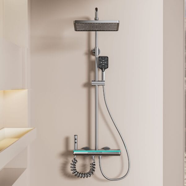 Gun Gray Digital Thermostatic Multi-Function Shower System