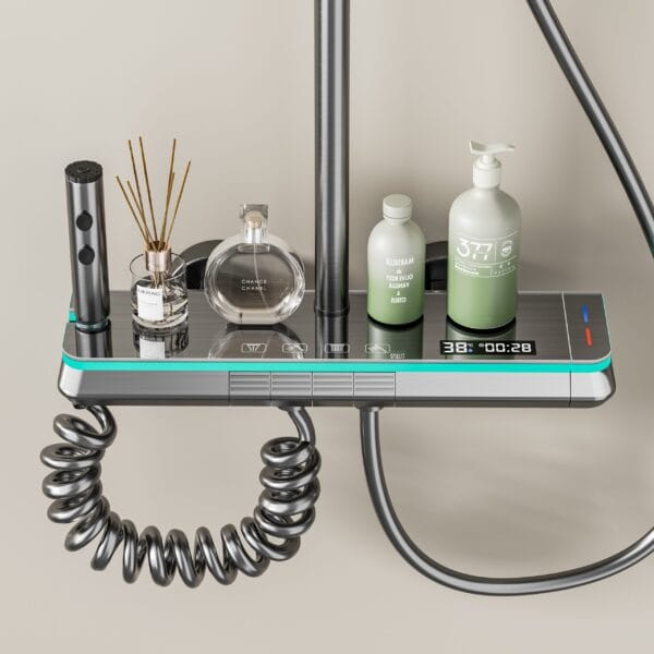 Gun Gray Digital Thermostatic Multi-Function Shower System