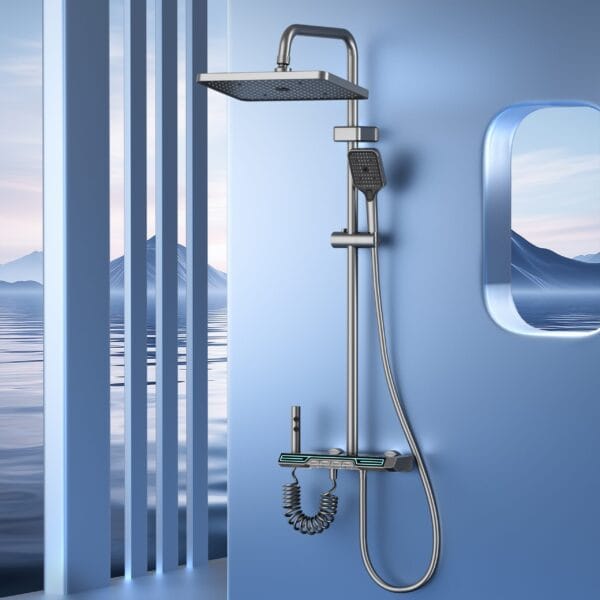 Luxury Digital Thermostatic Shower System with LED & Rainfall Head