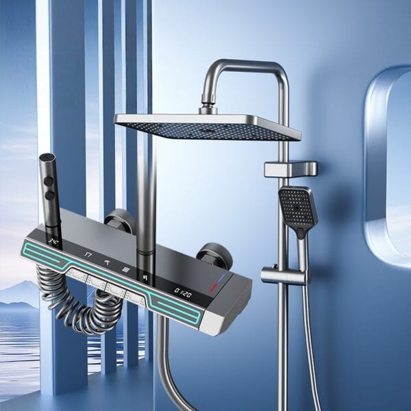 Luxury Digital Thermostatic Shower System with LED & Rainfall Head