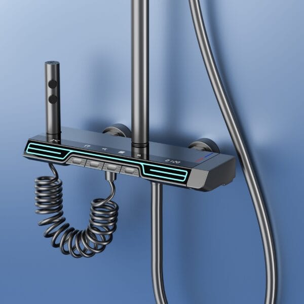 Luxury Digital Thermostatic Shower System with LED & Rainfall Head