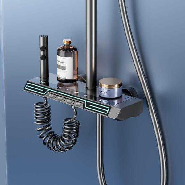 Luxury Digital Thermostatic Shower System with LED & Rainfall Head
