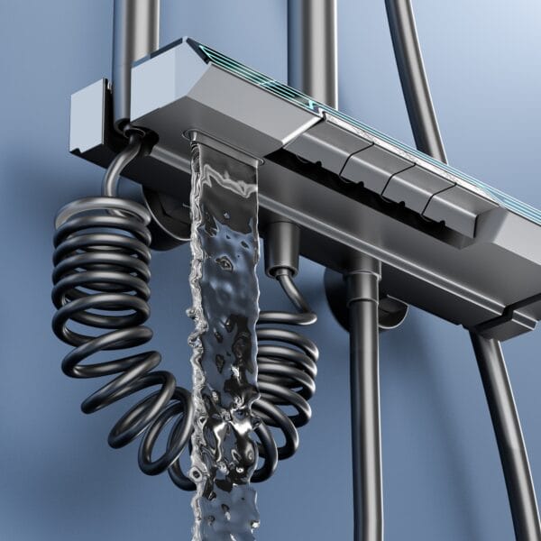 Luxury Digital Thermostatic Shower System with LED & Rainfall Head
