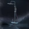 Gun Grey Digital LED Thermostatic Shower System with Waterfall Spout