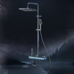 Gun Grey Digital LED Thermostatic Shower System with Waterfall Spout product image for B2B shower system sourcing