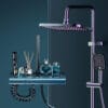 Gun Grey Digital LED Thermostatic Shower System with Waterfall Spout