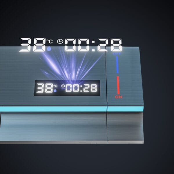 Gun Grey Digital LED Thermostatic Shower System with Waterfall Spout
