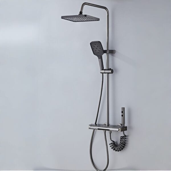 Luxury Gun Grey Digital Thermostatic Shower System with LED Display