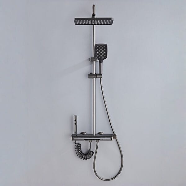 Luxury Gun Grey Digital Thermostatic Shower System with LED Display
