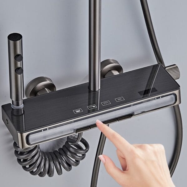 Luxury Gun Grey Digital Thermostatic Shower System with LED Display